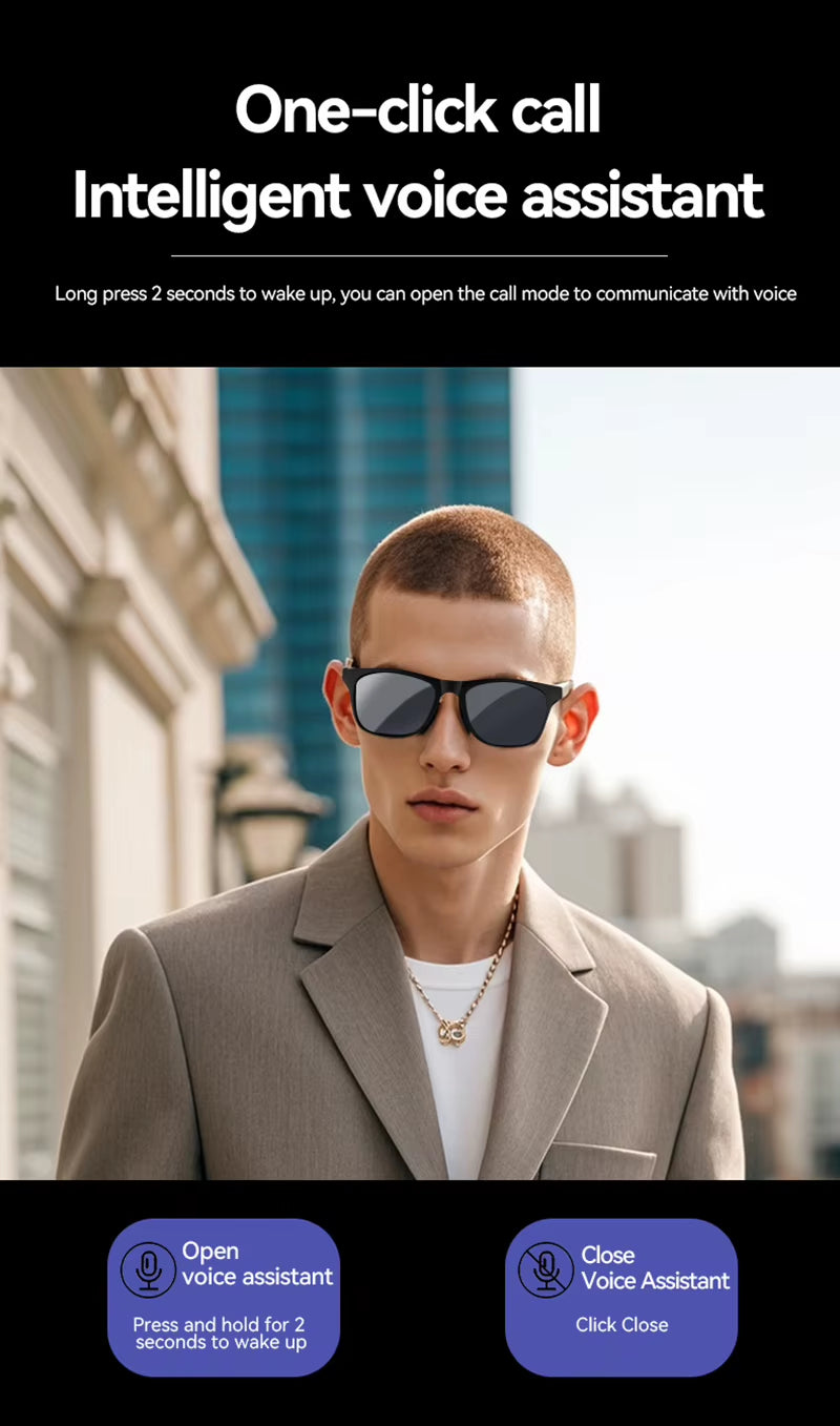 New 8K AI Smart Glasses Multifunctional Camera Bluetooth Call Voice Assistant Music Player Translate Photochromic HD Glasses