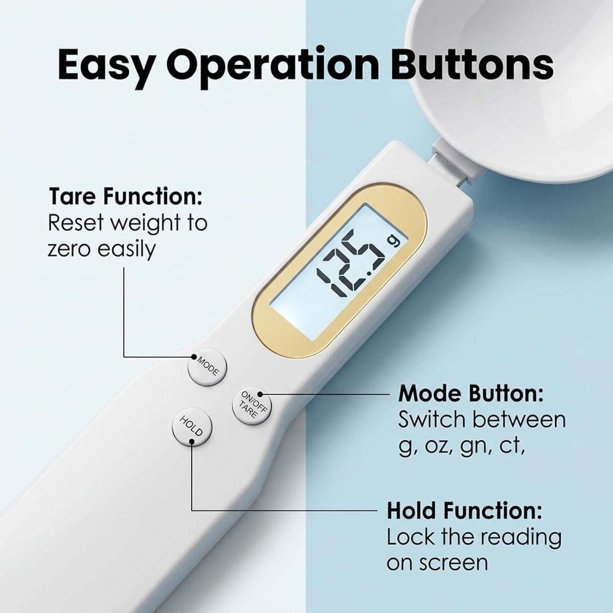 Digital Measuring Spoon, 500G/0.1G High Precision Spoon Scale