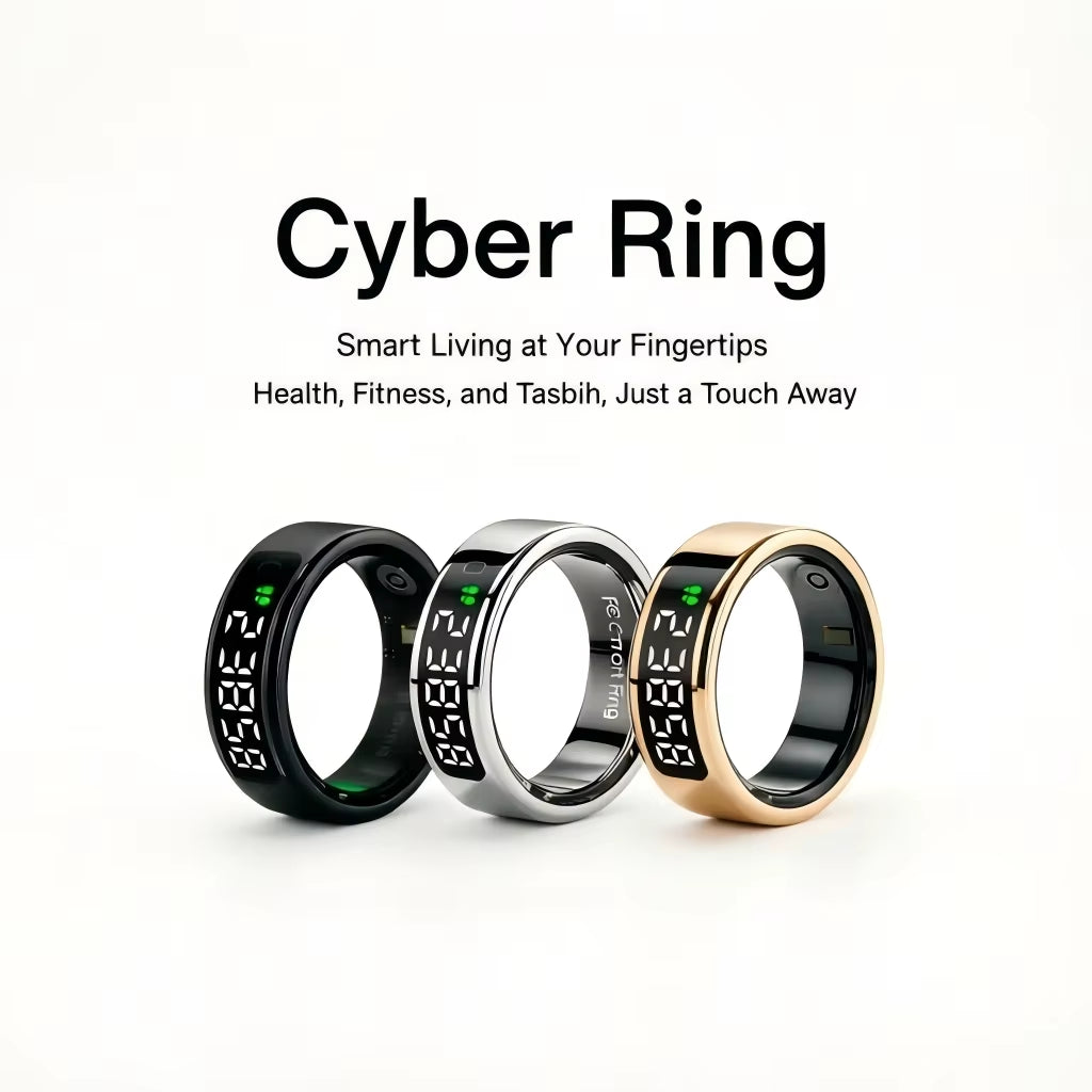 Tasbih Fitness Heart Rate Zikr Counter Display Screen Blood Oxygen Sleep Monitor Temperature Gesture Control Touch Smart Ring