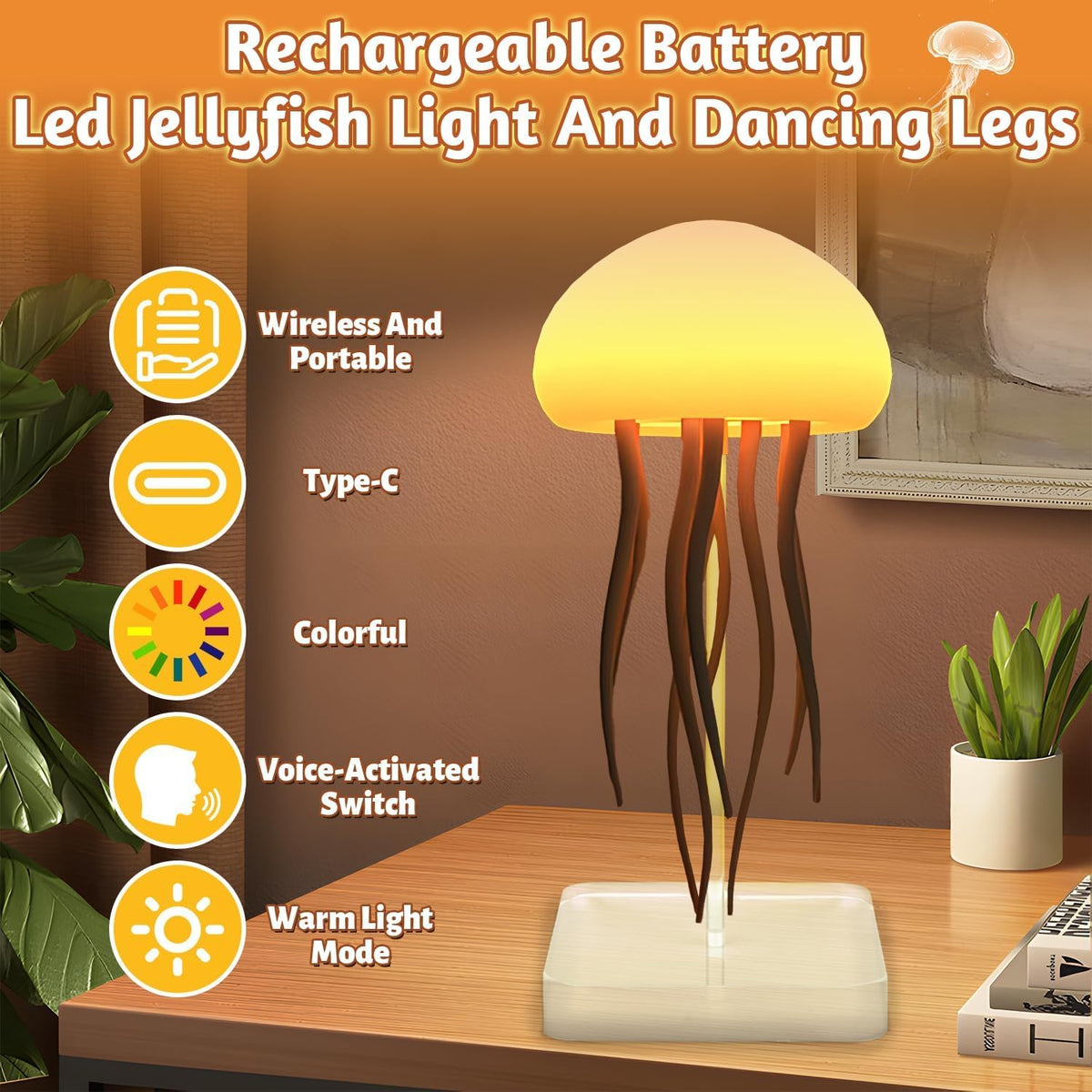 Jellyfish Lamp, LED Fantasy Jelly Fish Light Lamp, RGB Bedside Lamps