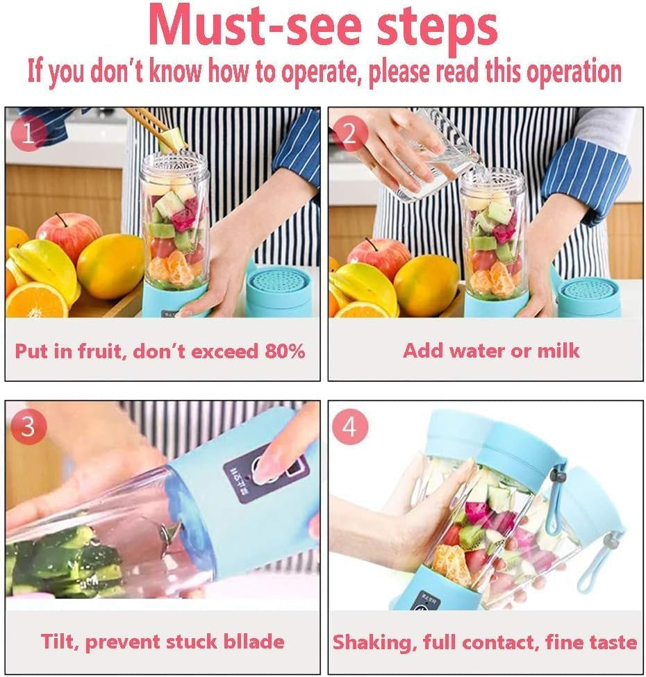 Portable Blender, 380Ml/13Oz USB Rechargeable Mini Blender