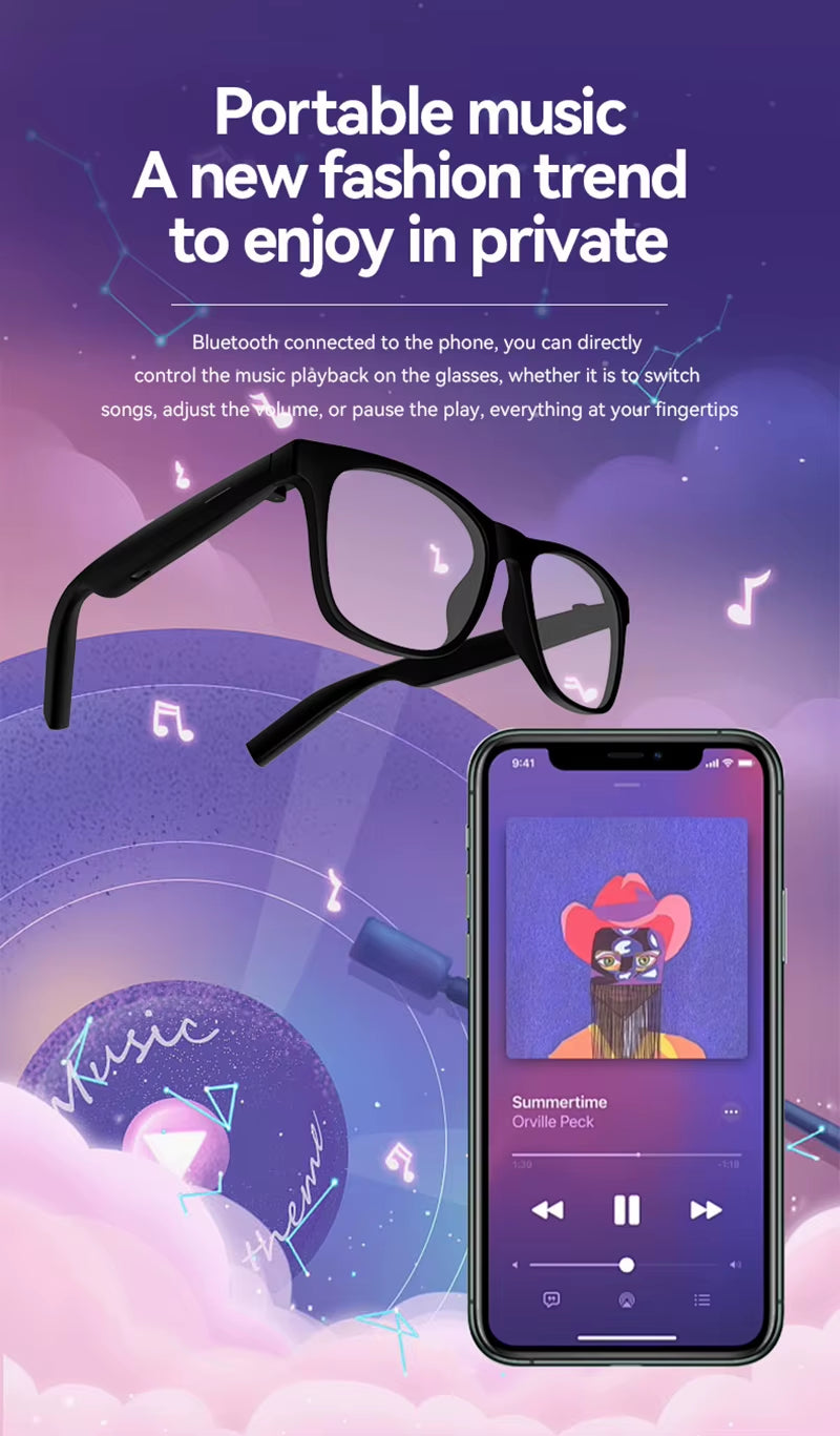New 8K AI Smart Glasses Multifunctional Camera Bluetooth Call Voice Assistant Music Player Translate Photochromic HD Glasses