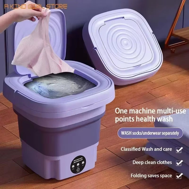 220V 8L Big Capacity Portable Foldable Washing Machine with Spin Dryer Automatic Mini Underwear Sock 220V Washing Machine #20