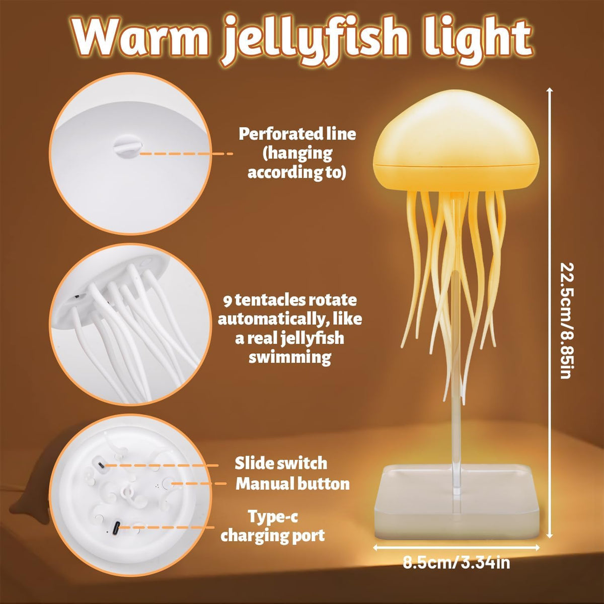 Jellyfish Lamp, LED Fantasy Jelly Fish Light Lamp, RGB Bedside Lamps