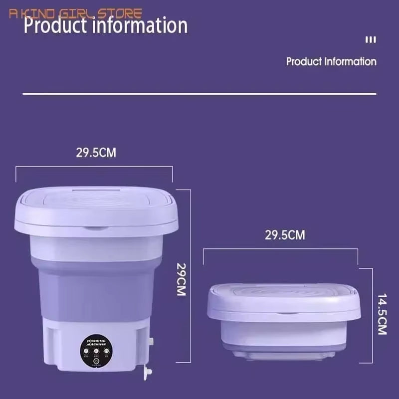 220V 8L Big Capacity Portable Foldable Washing Machine with Spin Dryer Automatic Mini Underwear Sock 220V Washing Machine #20