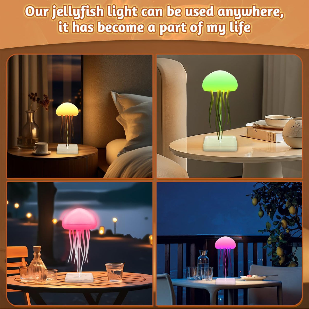 Jellyfish Lamp, LED Fantasy Jelly Fish Light Lamp, RGB Bedside Lamps